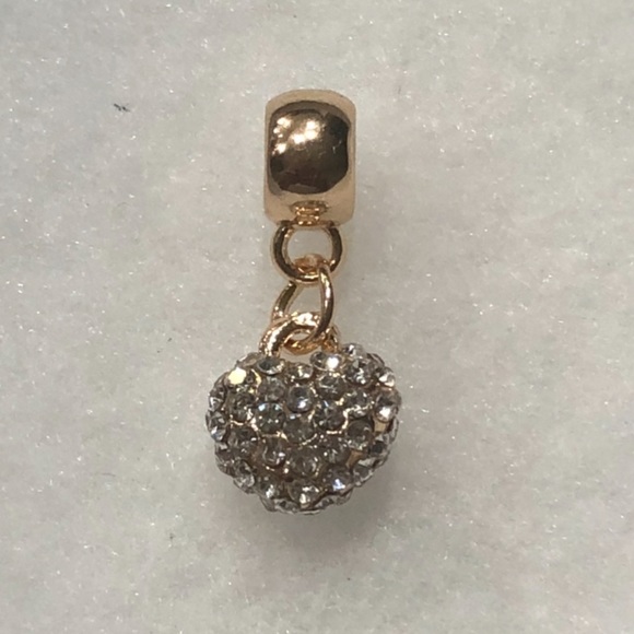 NEW•Gold & CZ encrusted Heart DIY charm - Picture 2 of 5